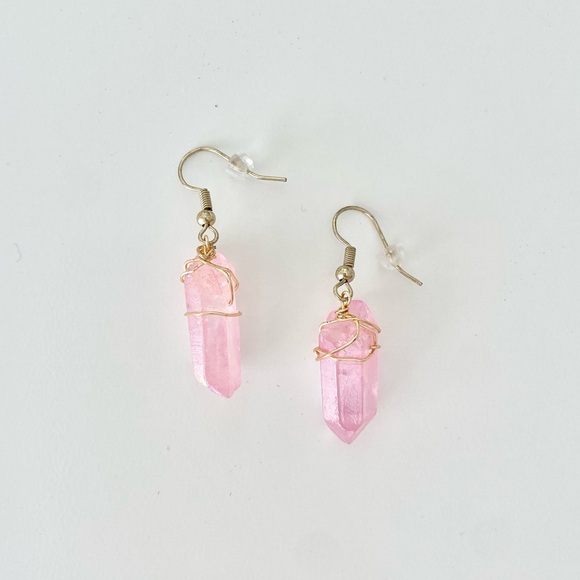 Pink Crystal Earrings - Picture 2 of 2